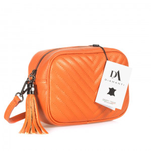 Geanta dama de umar din piele naturala DiAmanti Costanza Portocaliu